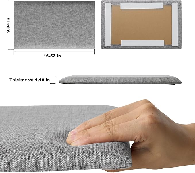 4 Piece Linen Fabric Peel and Stick Headboard, Upholstered Wall Mounted Headboard for Twin, 3D Anti-Collision Soundproof Self-Adhesive Wall Panel for Bedroom 16.53" x 9.84"
