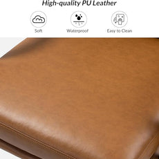 HULALA HOME Modern Faux Leather Home Office Chair with Tilt Lock & Metal Base, Desk Chair with Wheels & Padded Cushion, 360° Swivel Wide Seat Computer Task Chair, Camel