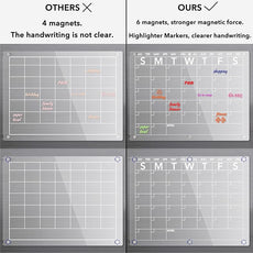 Acrylic Magnetic Dry Erase Board Calendar for Fridge, Clear Monthly Planner and Memo Whiteboard for Refrigerator, w/ 8 Colors Markers, 15 x 11