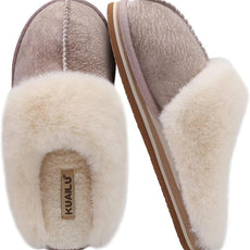 KuaiLu Womens Fluff Dual Memory Foam Slippers Ladies Cozy Arch Support Warm Scuff Slippers Slip on Comfy Winter House Shoes with Non-Slip Indoor Outdoor Hard Sole