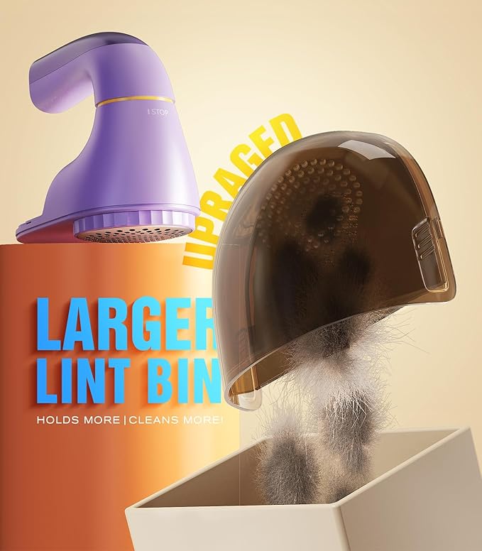 POPCHOSE Fabric Shaver, Lint Remover for Clothes, Lint Shaver with 6-Leaf Blades, 2 Speed Sweater Shavers to Remove Pilling for Clothing, Couch, Furniture, Fuzz, USB Rechargeble, Purple