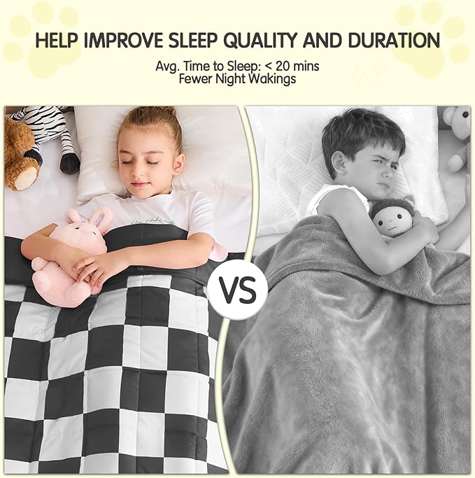 yescool Black Checkered Weighted Blanket 5 Pounds Plaid Weighted Throw Blanket, Heavy Blanket for Sleeping, Tartan Bed Blanket Gift for 40-60lbs, 36"x48"