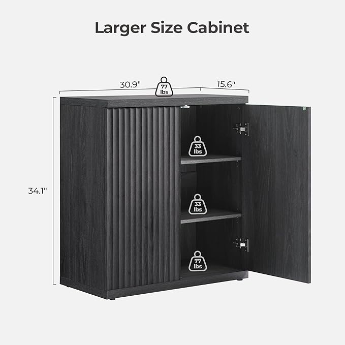 SICOTAS Buffet Cabinet with Storage Accent Sideboard Modern Credenza with Doors & Shelves Fluted Media Console Mid Century Coffee Bar Table for Living Room Kitchen Dining Room Hallway(3PCS)