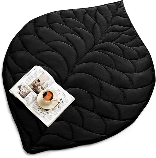 Kaisa Weighted Blanket for Adults (7 lbs, 41" x 53"),Soft Weighted Lap Blanket Machine Washable, Small Heavy Blankets with Glass Beads for Travel & Sleep,Black