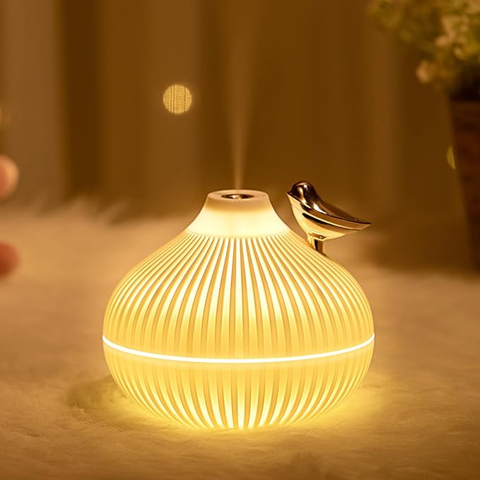 Cool Mist Humidifier, 300ml Bedside Humidifier with Dual Color Light uiet Humidifiers Diffuser Top Refill Water Humidifiers Rechargeable Room Humidifier for Bedroom