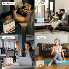 Essential Oil Diffuser, Fireplace Fire Flame Aromatherapy Diffuser, 250ml Himalayan Salt Lamp Scent Diffuser, Cool Mist Humidifier with 7 Colors Light, Timer & Auto-Off for Home, Room (White)