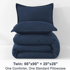 Litanika Comforter Set, Lightweight Solid Bedding Comforter Set, Fluffy Down Alternative Bed Set, Navy Blue, Twin/Twin XL