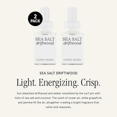 Pura x Studio McGee Smart Home Air Diffuser - Smart Air Diffuser - Up to 120-Hours of Luxury Fragrance per Refill - Spring & Summer Fragrance - 2 Pack, Sea Salt Driftwood