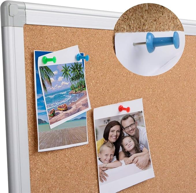 Board2by 2-Pack Cork Board Bulletin Board 24 x 18, Silver Aluminium Framed Corkboard, Office Board for Wall Cork, Large Wall Mounted Notice Pin Board for Home, Office and School