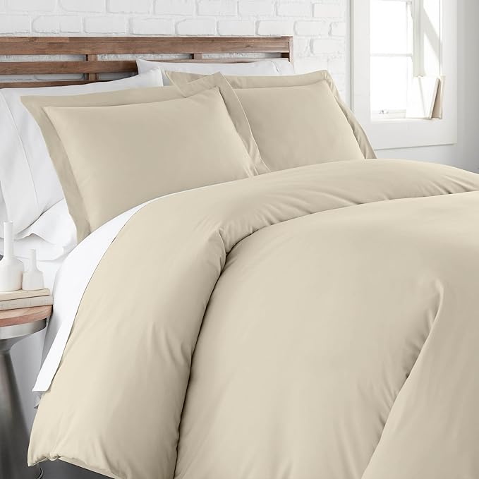 Southshore Fine Living, Inc. Premium Collection Twin Duvet Cover Bedding Set, Soft Bone Duvet Cover Bedspread 2-Piece with one Matching sham (69 in Wide x 98 in Long), Bone, Twin/Twin XL