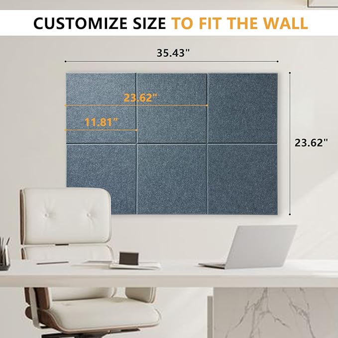 Thick Cork Board Tiles for Wall with Push Pins, 36"x24"x0.47" Bulletin Board Sets, Self-Adhesive Pin Board | Magrowill 6 Packs Felt Panels for Office Home Classroom Dorm