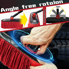 2In1 Brush And Duster For Car Exterior,Chenille Car Wash Brush Mop*1PC,Wax Cotton Car Duster Mop*1PC Remove Dust,Freely Switch A Retractable Black Steel Pole,Car Cleaning Supplies For Truck Rv Boat