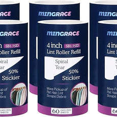4 inch Lint Roller Refills Only Compatible with Scotch Brite Pet Hair Pickup Everyday Clean Lint Rollers, 50% Stickier, 60 Sheets Each Refill, 6 Pack, 360 Sheets Total (1 3/4'' Inside Dia.)
