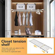 BAOYOUNI Tension Shelf Adjustable Closet Rod Space Saving Wardrobe Clothes Dividers Ivory, 33.07-46.26 Inches