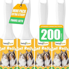 Extra Sticky Lint Roller for Pet Hairs 200 Sheets Lint Rollers for Travel 4 Pack Tough Paper, Small Size Easy Portability, Dog and Cat Hair Lint Rollers Mega Value Set for Clothes