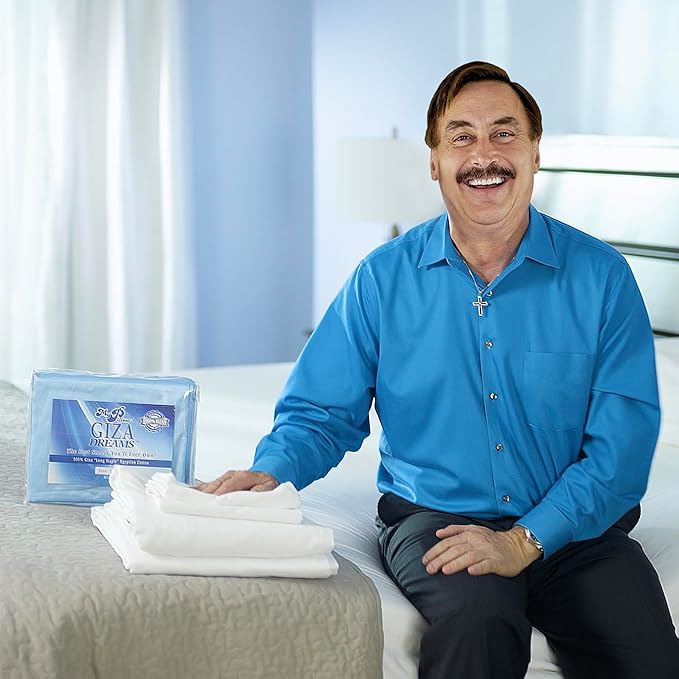 MyPillow Giza Dreams Bed Sheets, 100% Certified Giza Egyptian Cotton, Deep Pocket, Sateen Weave [Full, Sea Mist]
