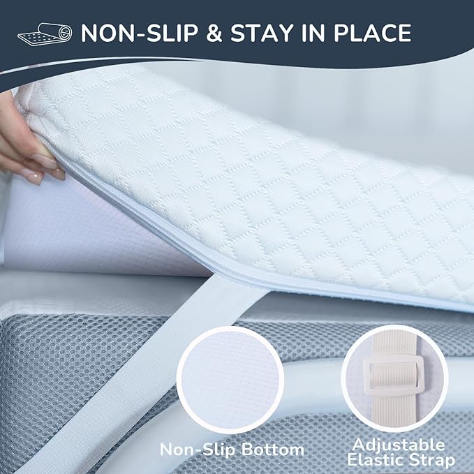 King 3 Inch Gel Memory Foam Mattress Topper, Cooling Mattress Topper for Back Pain Relief with Supportive Comfortable Foam and Removable Washable Cover, High Density Pad for Bedroom and Dorm