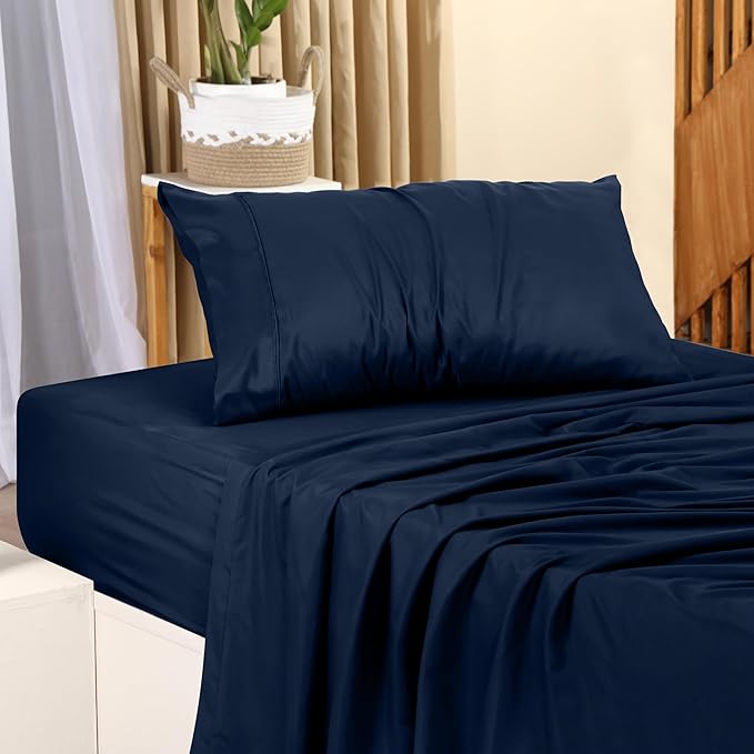 Utopia Bedding Twin XL Sheet Set – 3 Piece Bed Sheets for Twin XL Size Bed, Soft and Breathable Microfiber, Includes 1 Fitted Sheet, 1 Flat Sheet and 1 Pillowcase (Navy Blue)