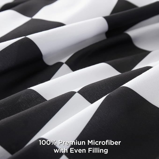 Andency Checkered Comforter Twin(66x90Inch), Black White Plaid Gingham Bed Set for Teen Boys Kids, Lightweight Microfiber Geometric Preppy Bedding, 2 Pieces