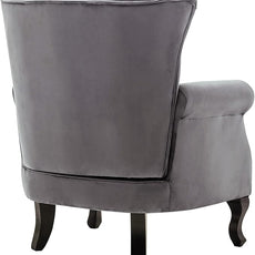 Set of 2 Mid-Century Modern Accent Chair, Velvet Armchair w/Tufted Back/Wood Legs, Upholstered Lounge Arm Chair Single Sofa for Living Room Bedroom, Grey