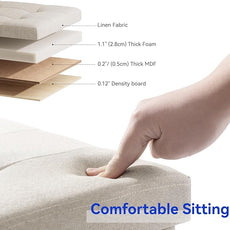 BRIAN & DANY 30 Inches Folding Storage Ottoman Bench, Ottoman with Storage Bench for Bedroom, Living Room, Entryway, Foot Rest with Legs, Beige