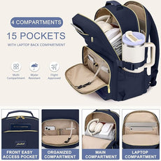 Laptop Backpack for Women Bookbag: 15.6 inch Work Backpacks with Pouch Pocket for Large Capacity Cup & USB Charger College Book Bag Travel Business Nurse Teacher Bookbags Anti-theft Back Pack