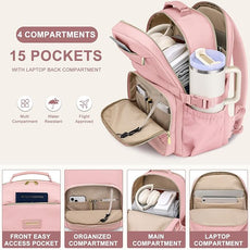Laptop Backpack for Women Bookbag: 15.6 inch Work School Backpacks with Pouch Pocket for Large Capacity Cup & USB Charger College Book Bag Travel Business Nurse Teacher Bookbags Anti-theft Back Pack