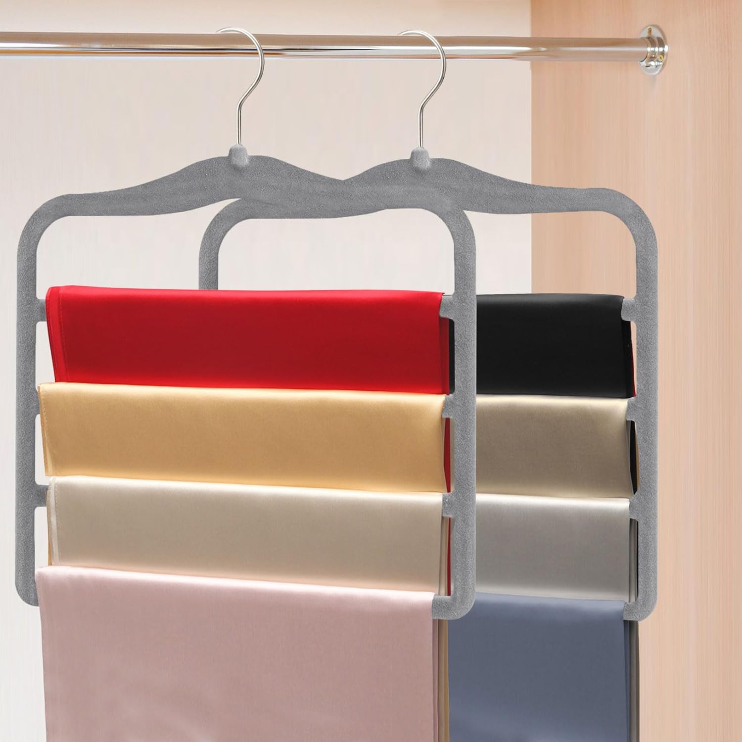 Closet Organizers and Storage,3 Pack Organization and Storage Pants-Hangers-Space-Saving,Velvet Hanger for Dorm Room for College Students Girls Boys Guys Hanging Jean Scarf Dormly