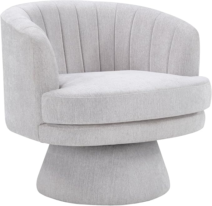 CANMOV Swivel Accent Chair with Armrest, Modern 360 Degree Swivel Barrel Chair with Curve Back and Soft Cushion,Comfy Round Sherpa Teddy Armchair Single Sofa for Living Room,Bedroom,Waiting Room,Grey