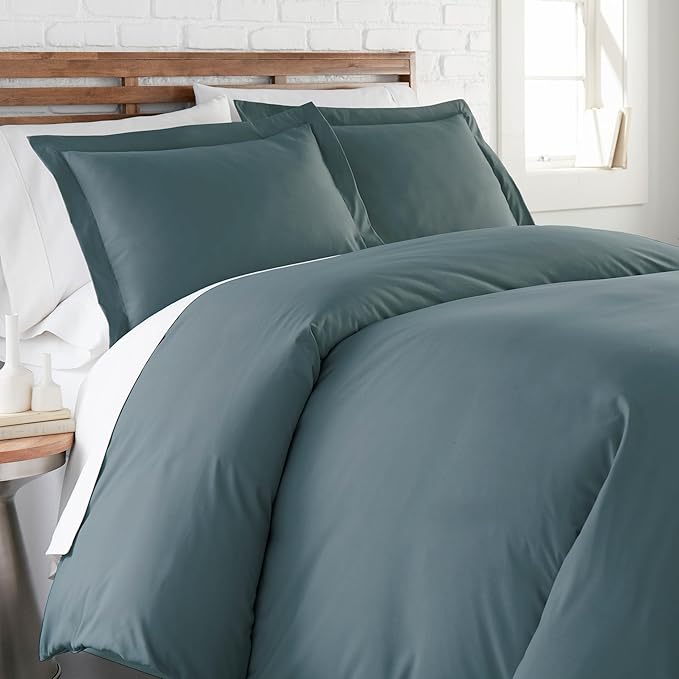 Southshore Fine Living Inc. Premium Collection Oversized Queen Duvet Cover Set, Easy Care Soft Duvet Cover Full Size, 3-Piece With Two Matching Shams (98 In Wide X 98 In Long), Full/Queen, Steel Blue