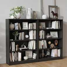 Farini 4 Shelf boockase Display Bookcase Freestanding Wooden Bookshelves for Home Office Living Room,48 Inch Height,Black