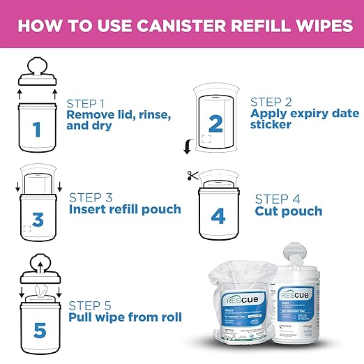 REScue Wipes Canister 6-Pack Refill Wipes – Disinfectant for Vets – Designed to Clean Kennels, Litter Boxes, More