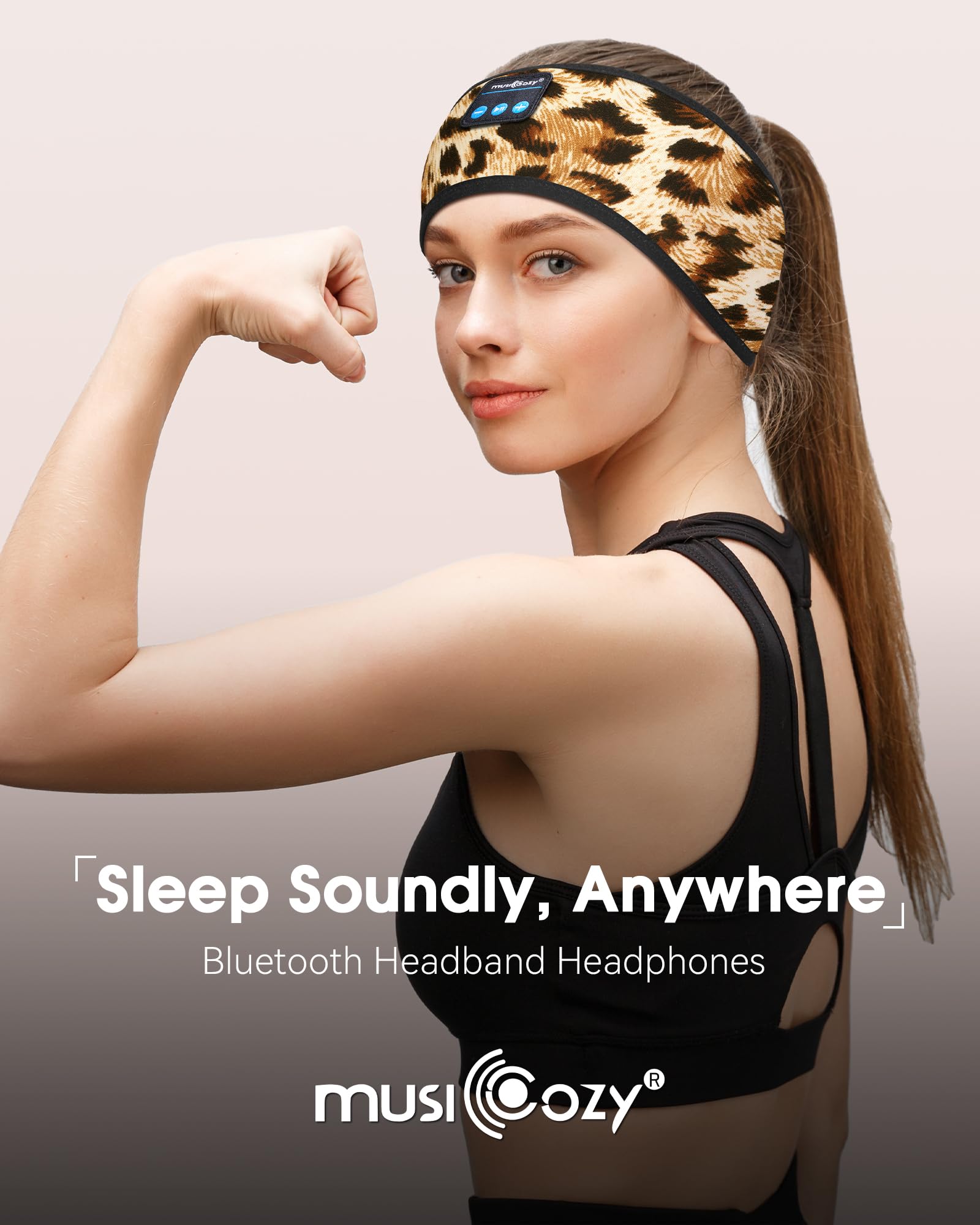 MUSICOZY Sleep Headphones Bluetooth 5.4 Headband, Sports Wireless Earphones Sweat Resistant Earbuds Sleeping Headphone with Ultra-Thin HD Stereo Speaker for Workout Running Cool Gadgets Unique Gifts Dormly