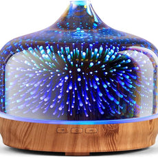 Porseme 500ml Essential Oil Diffuser 3D Glass Aromatherapy Ultrasonic Humidifier - Auto Shut-Off, BPA Free for Home Hotel Yoga Gift