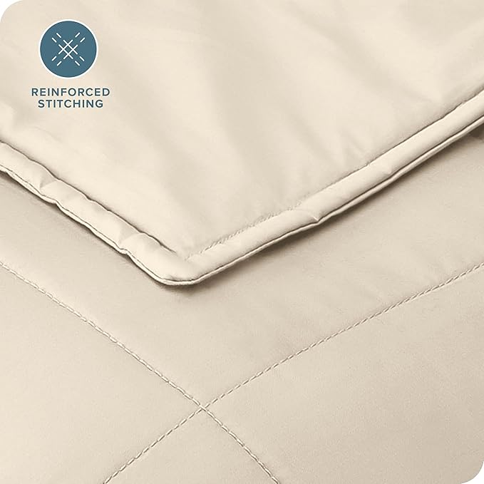 Bare Home Weighted Blanket Queen Size 22lb (60" x 80") for Adults - All-Natural 100% Cotton - Premium Heavy Blanket Nontoxic Glass Beads (Sand, 60"x80")