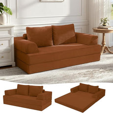 COMAX Convertible Sofa Bed, Folding Floor Couch Corduroy Fold Out Couch Bed Futon Sleeper Mattress with Pillows, Boneless Sofa Comfy Lounge Loveseat for Living Room Bedroom