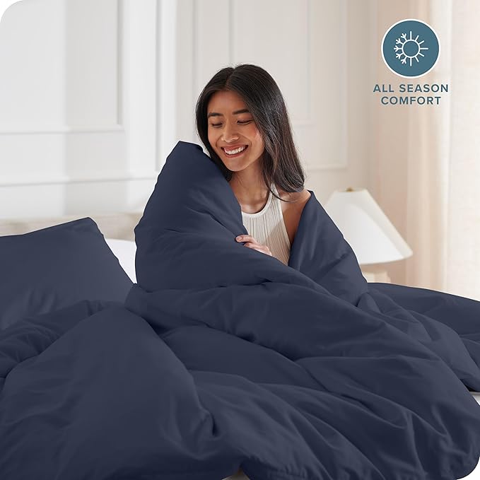 Bare Home Bedding Duvet Cover Extra Long Size - Premium 1800 Super Soft Collection - Lightweight, Cooling - Soft Breathable Bedding Duvet Cover (Twin/Twin XL, Midnight Blue)