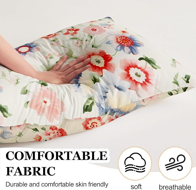 Microfiber Body Pillow Cover with Hidden Zipper,Comfortable Fabric,Floral Print Pattern Body Pillow Case,Lightweight and Breathable,The Size is 20 "X 54"(Flower-14)