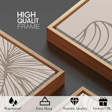 BINCUE Framed Neutral Beige Wall Art Modern Abstract Art Decor Minimalist Artwork for Living Room Bedroom Office 16x24 Inches Set of 3