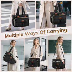 RAINSMORE Teacher Tote Bag for Women Work Bags 15.6 Inch Laptop Tote Bag with Large Cup Holder Nurse Bag Computer Handbag