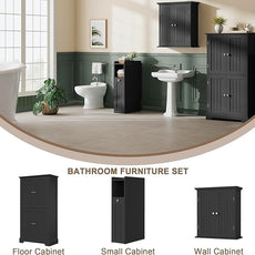 ChooChoo Slim Bathroom Storage Cabinet, Narrow Small Bathroom Organizer with Slide Out Drawer Storage, Toilet Paper Holder, for Small Spaces, Black