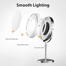 Makeup Mirror, 1X/30X Double Sided Magnifying Mirror/Switch with 3 Colors, 3200 mAh Rechargeable, 8