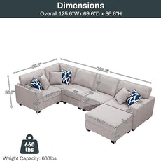 Legend Vansen Modular Sectional Sofa U Shaped Couch with Ottoman Modern Reversible Corner Sectional Couch for Living Room (Light Grey, U Shaped Sofa-1)