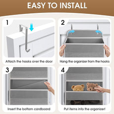 1 Pack Over The Door Organizer, Hanging Storage Organizer with Clear Window, 40lb Ultra Sturdy Large Capacity Room Organizer for Pantry Laundry Bathroom Nursery Closet Baby Essential (Grey)