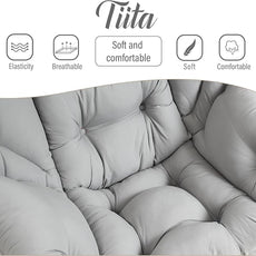 Tiita Lazy Chair with Ottoman, Modern Large Accent Lounge Armchair, Comfy Leisure Sofa Reading Chair with Footrest for Bedroom, Living Room, Dorm Rooms, Garden and Courtyard, Light Grey