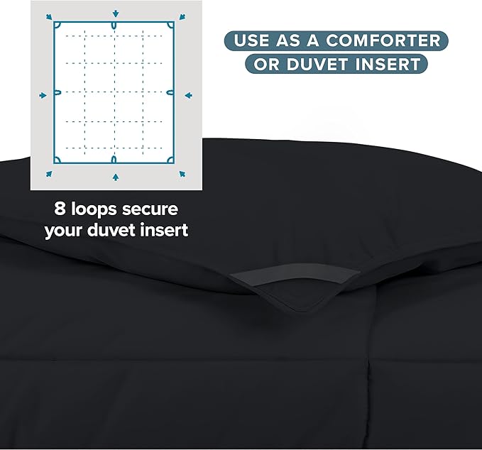 Bare Home Duvet Insert Comforter - Oversized King - Goose Down Alternative - Ultra-Soft - Premium 1800 Series - All Season Warmth - Bedding Comforter (Oversized King, Black)