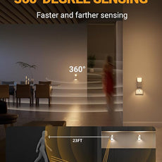 Lyridz LED Plug-in Night Light with 360° Motion Sensor, 1-150 Lumens Dimmable Nightlights Indoor for Bathroom, Bedroom, Hallway, Stairs, Pet House, 2 Pack