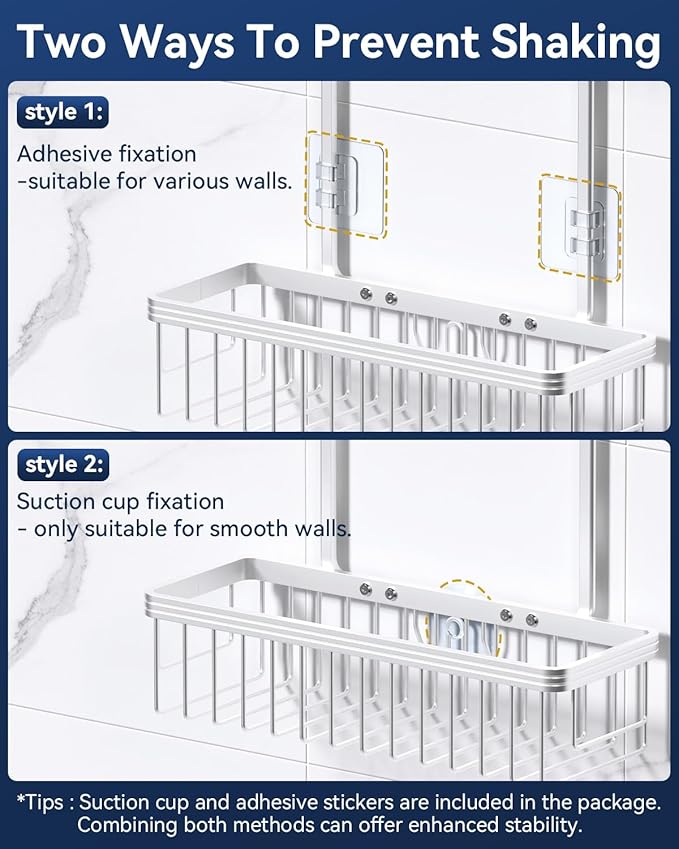 YASONIC Shower Caddy Hanging, Never Rust Shower Organizer Hanging, Aluminum Shower Racks for Inside Shower with Hooks for Razor, Bathroom Organizers and Storage with Soap Holder, Bright Silver