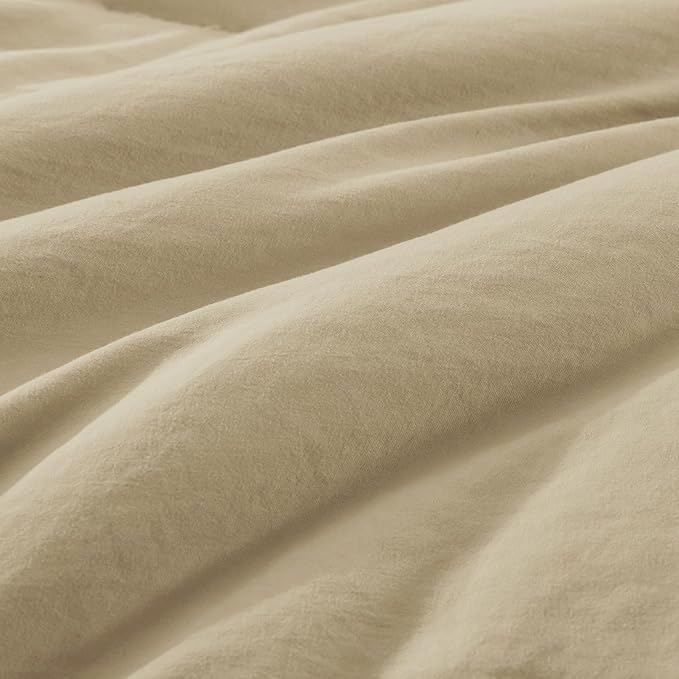 WRENSONGE Queen Comforter Set- 7 Pieces Soft Taupe Bed in a Bag Queen Size with Fitted Sheet, Flat Sheet, 2 Pillow Shams, and 2 Pillowcases- Khaki Bedding Sets for All Season