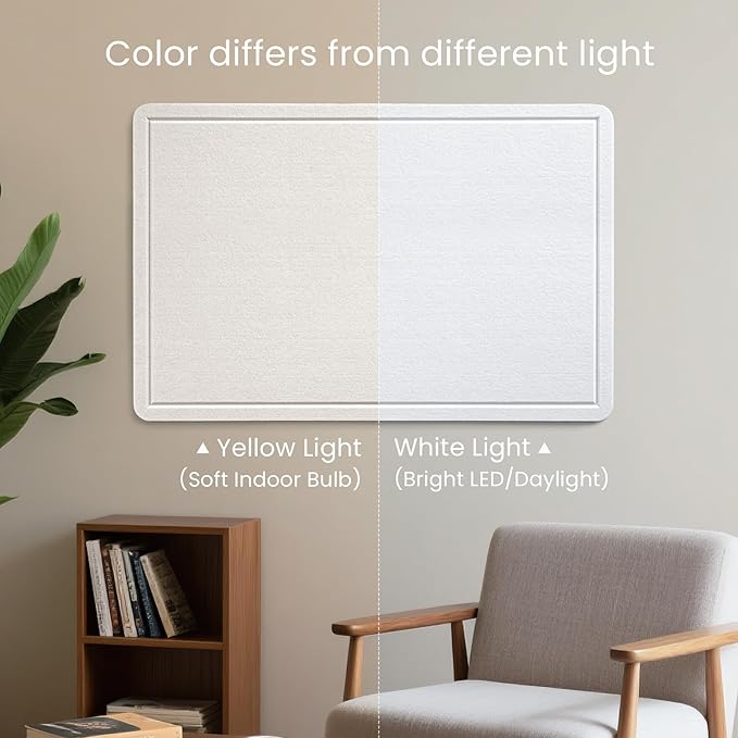 Bulletin Board, 24 x 18 inches Felt Board Decorative Pin Board, Cork Board Alternative for Wall, Foldable Photo Board Self-Adhesive Vision Board with 20 Pushpins - White
